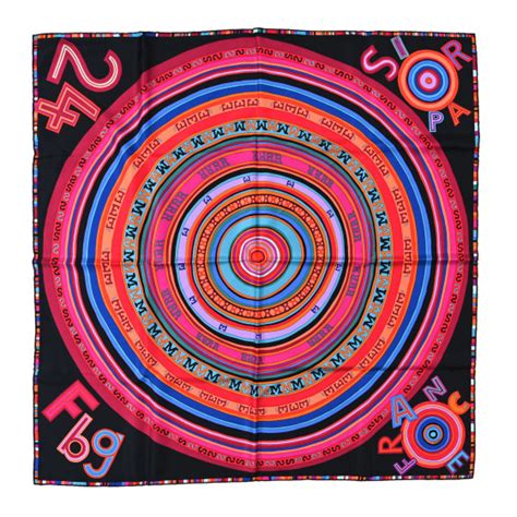 HERMES Silk FBG 24 Scarf 90 Black Multicolor